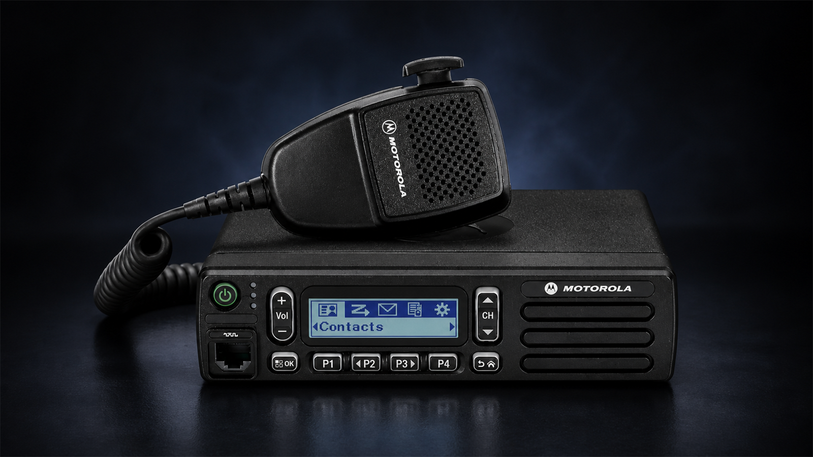Motorola CM300d VHF mobile radio with microphone